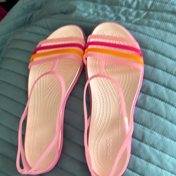 Crocs Jelly Pink and Orange Sandals - Picture 2 of 9